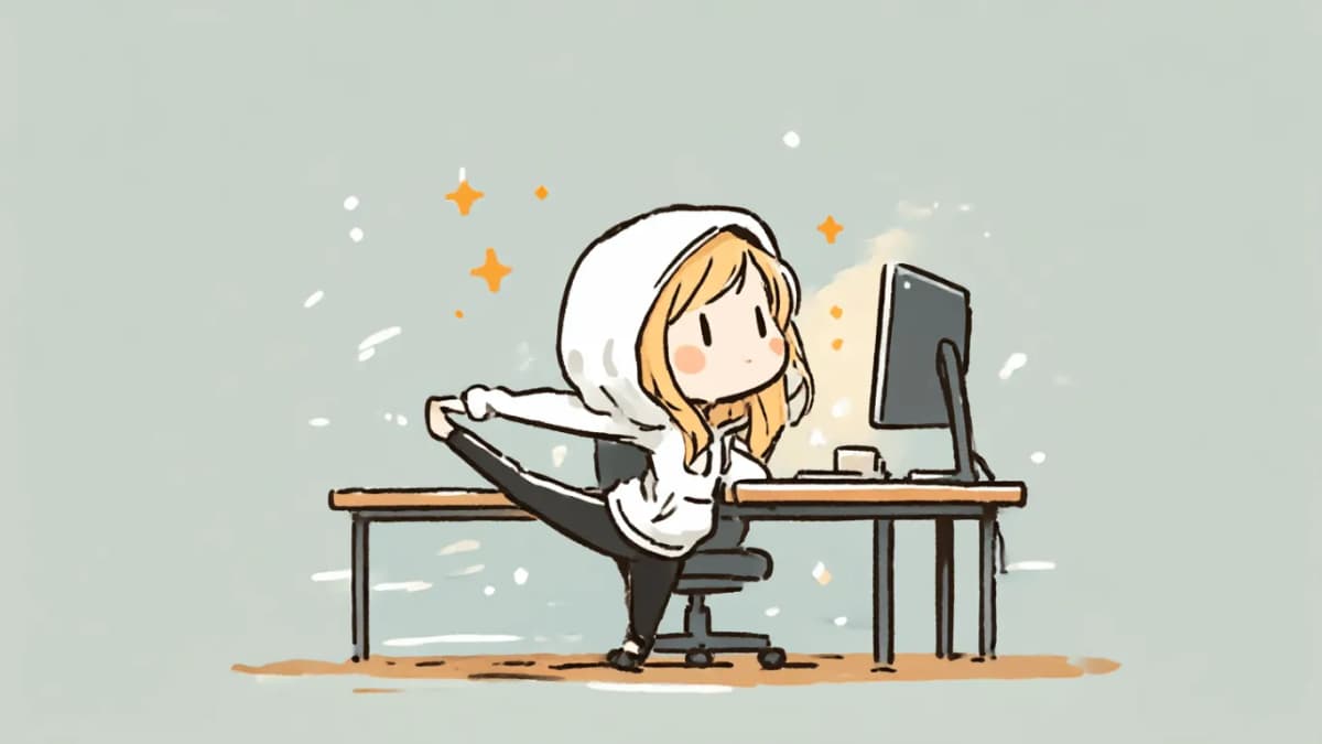 Image of デスクワーク中にオススメ!ストレッチのイメージ図付きで姿勢改善を促す「StretchBell」