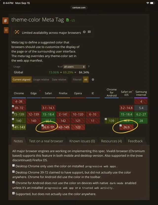Safariが「theme-color」のサポートをやめちゃった話。ちょっと寂しいよね